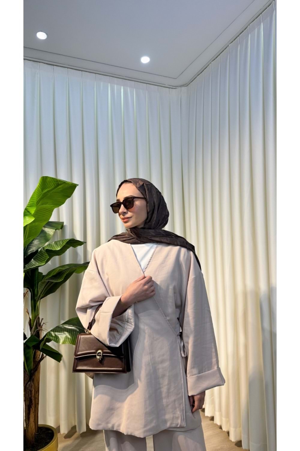 DOKUMA PREMIUM KUMAŞ KİMONO TAKIM - Taş