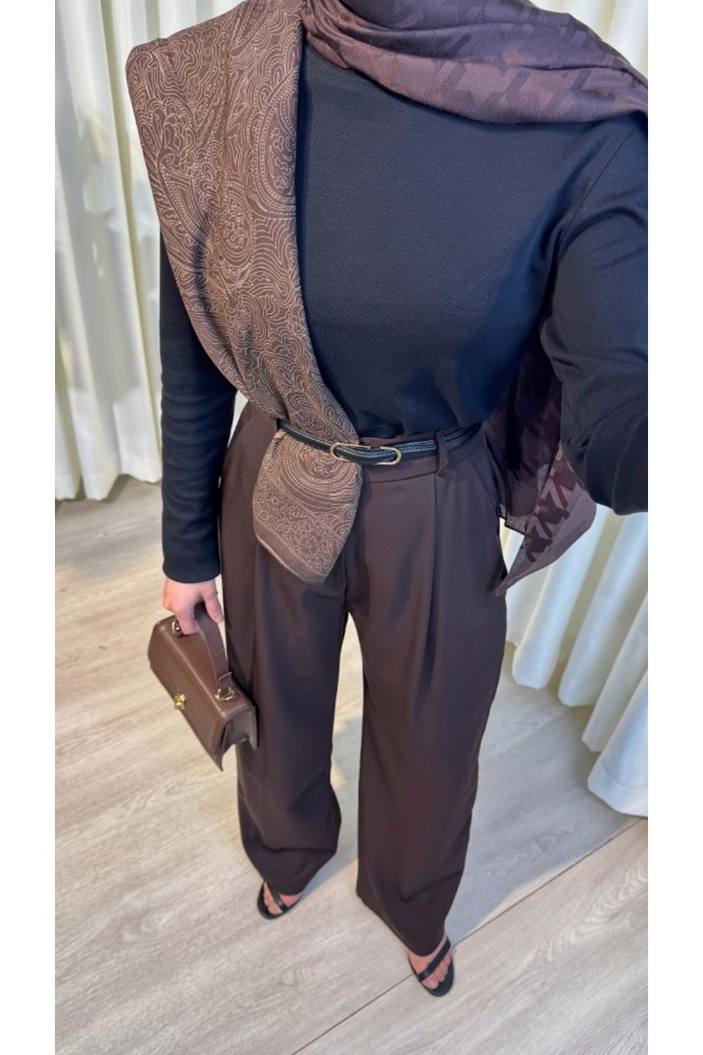 PREMIUM PALAZZO PANTOLON - Kahve