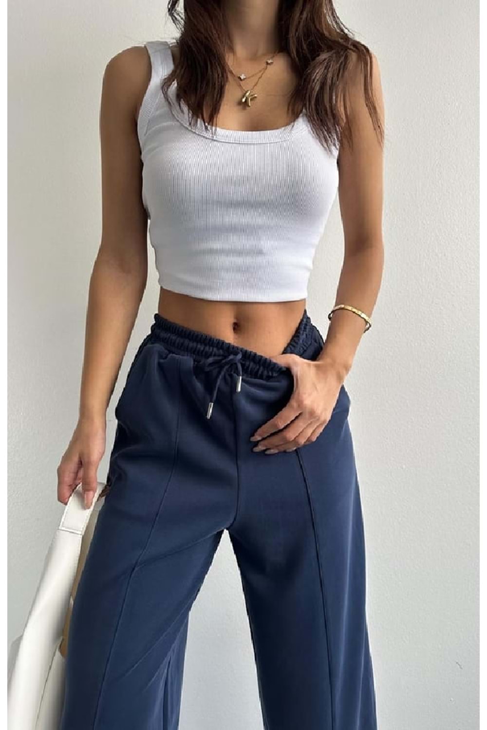 Modal Kumaş Havuç Pantolon 1649 - Lacıvert - L