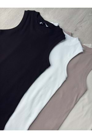 Qumika - Fitilli Sıfır Kol Crop -YK-1125 - Beyaz - S