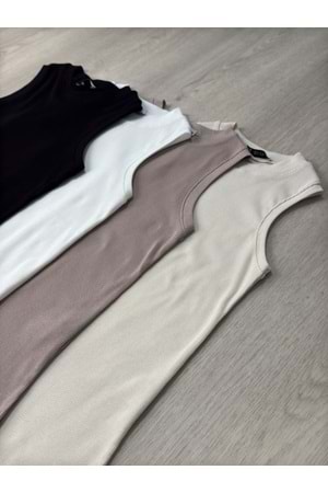 Qumika - Fitilli Sıfır Kol Crop -YK-1125 - Beyaz - S
